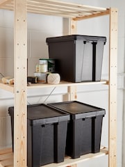 Wham Set of 3 Black Bam 24L Heavy Duty Plastic Boxes With Lid - Image 1 of 2