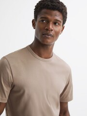 Reiss Mink Day Mercerised Cotton Crew Neck T-Shirt - Image 1 of 5