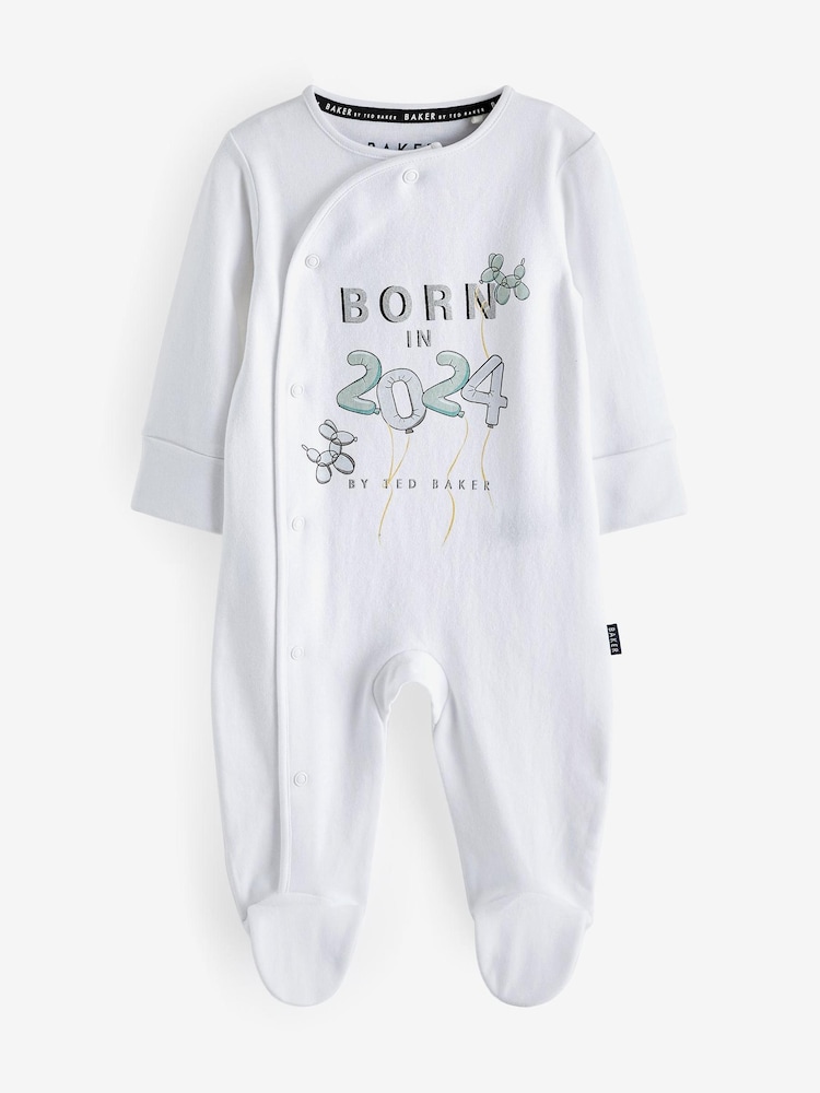 Baker by Ted Baker Born in 2024 White Sleepsuit - Image 1 of 4