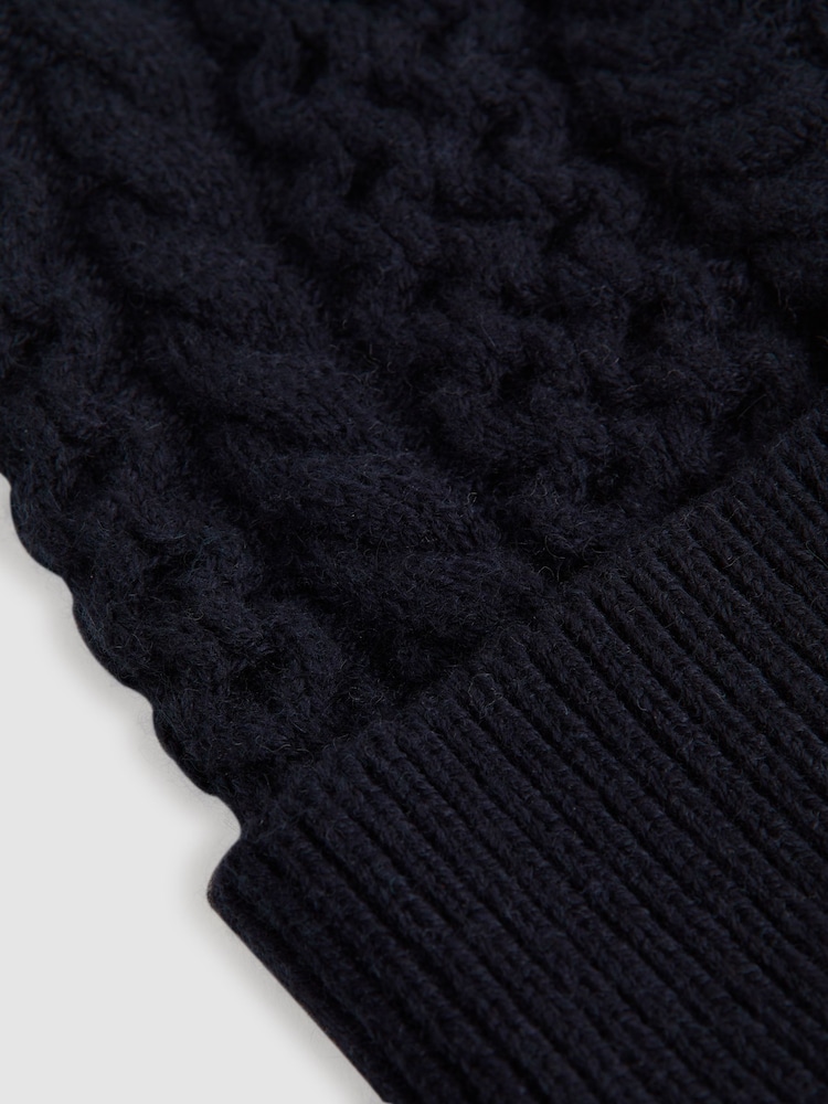 Reiss Navy Heath Junior Knitted Scarf and Beanie Hat Set - Image 5 of 5