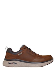 Skechers Brown Arch Fit Crosser 6 Eyelet Waterproof Lace Up Sneakers - Image 1 of 5