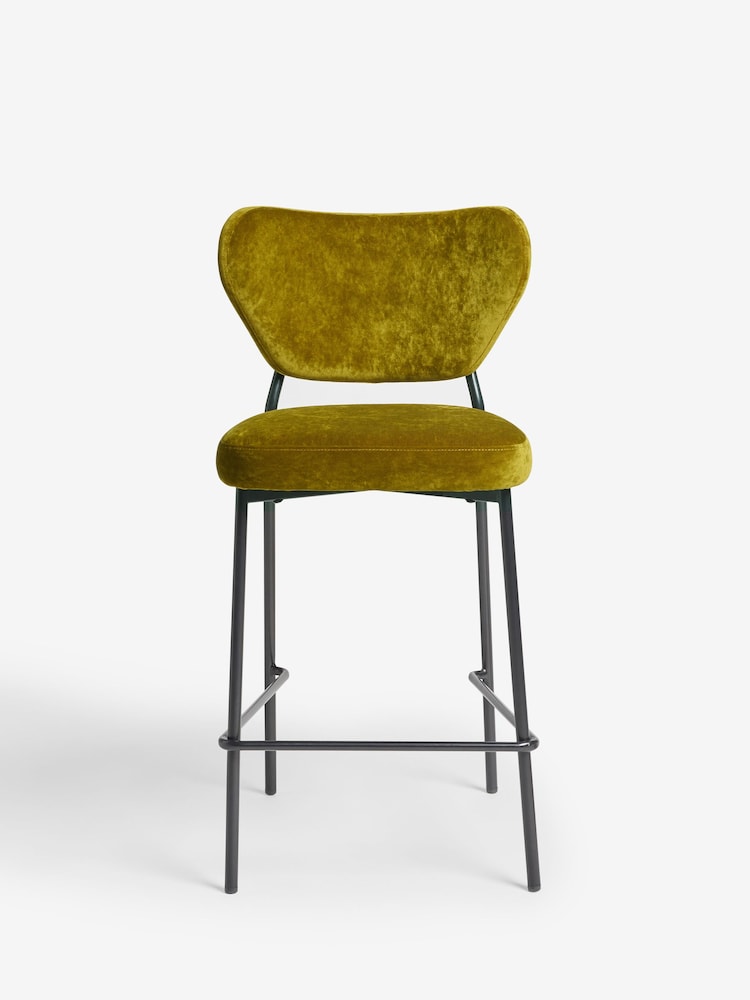 Rockett St George Luxe Needlecord Velvet Vintage Green Perfect Bar Stool - Image 2 of 6