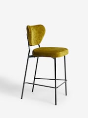 Rockett St George Luxe Needlecord Velvet Vintage Green Perfect Bar Stool - Image 4 of 6