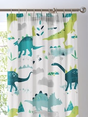 Bedlam Green/White Dino Glow In The Dark Curtains - Image 2 of 4
