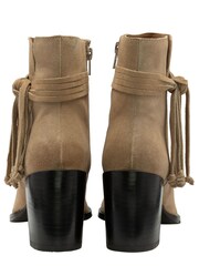 Ravel Cream Suede Leather Block Heel Ankle Boot - Image 3 of 4