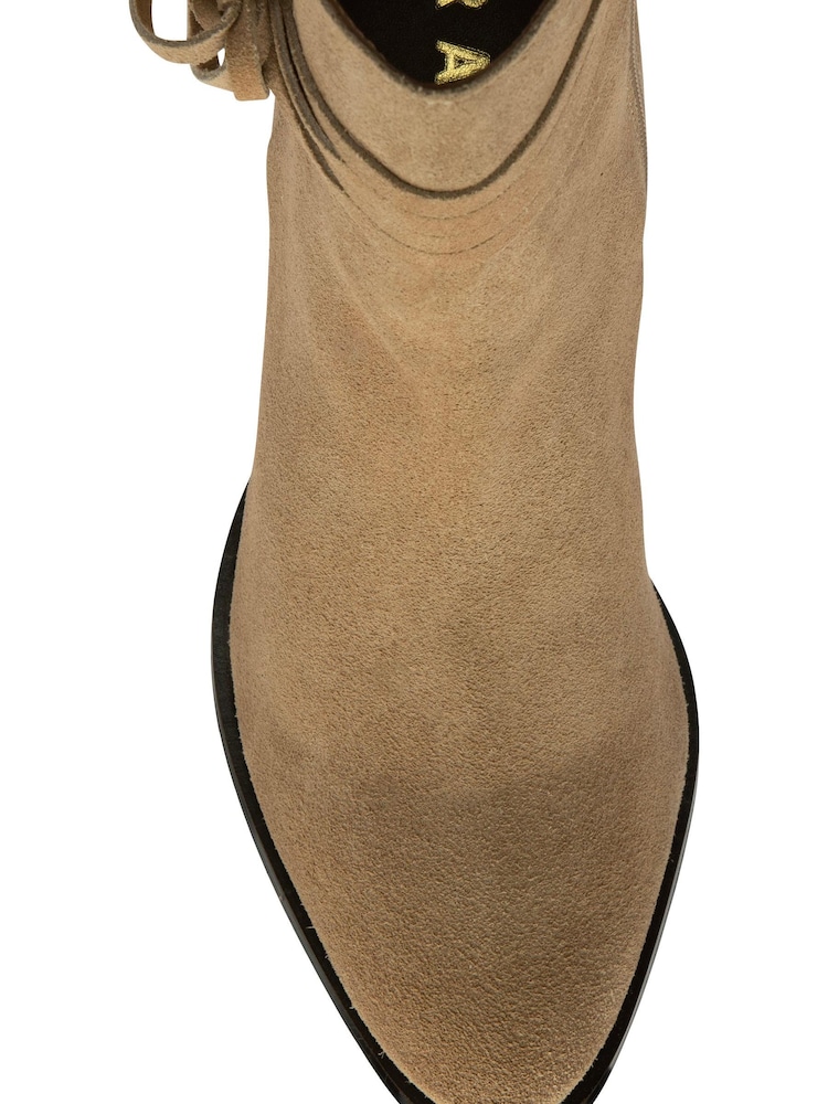 Ravel Cream Suede Leather Block Heel Ankle Boot - Image 4 of 4