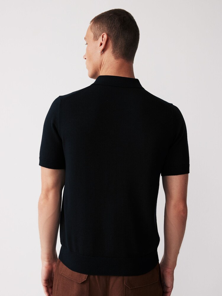 Mornarica - Fred Perry pletena polo majica iz Blend merino volne - Slika 2 iz 9