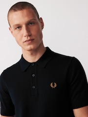 Mornarica - Fred Perry pletena polo majica iz Blend merino volne - Slika 4 iz 9