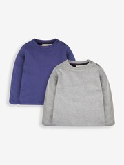 JoJo Maman Bébé Navy & Grey 2-Pack Plain Long Sleeved Tops - Image 1 of 7