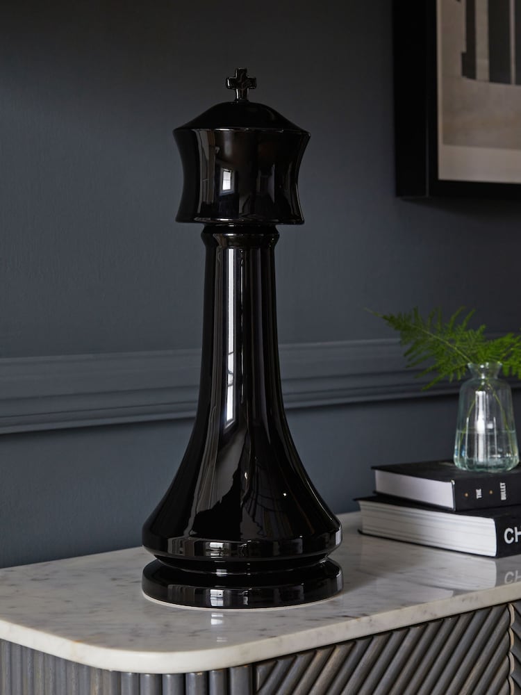 Black Ceramic King Chess Piece Ornament - Image 1 of 3