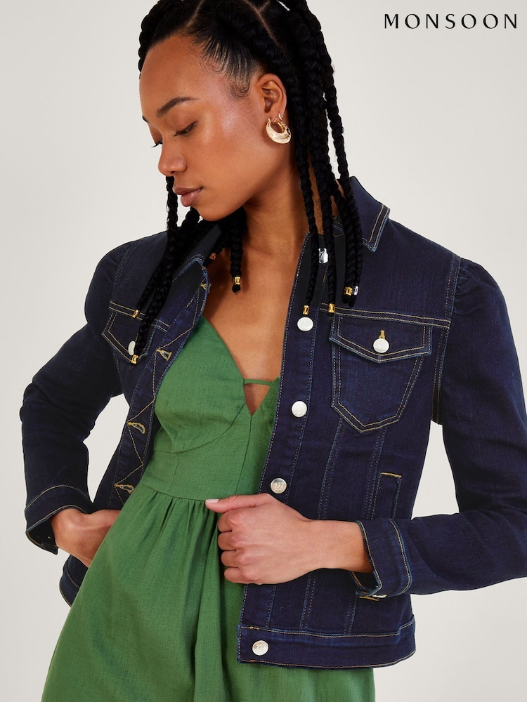 Monsoon Dora Puffärm Jeansjacka med hållbar bomull - Bild 10 av 10 Monsoon Dora Puffärm Jeansjacka med hållbar bomull - Bild 10 av 10