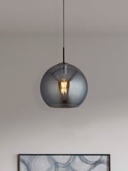 Searchlight Matt Black and Smoke Metal & Glass Pendant Ceiling Light - Image 1 of 4