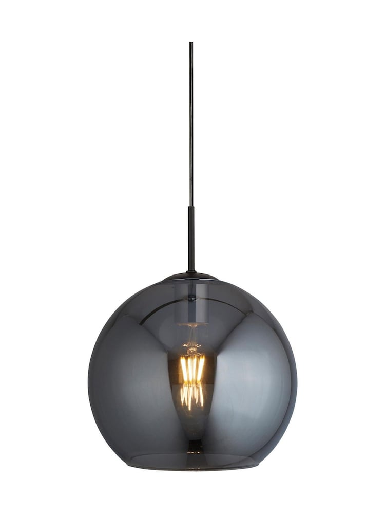Searchlight Matt Black and Smoke Metal & Glass Pendant Ceiling Light - Image 2 of 4 Searchlight Matt Black and Smoke Metal & Glass Pendant Ceiling Light - Image 2 of 4