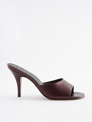 Berry Red Signature Leather Round Toe Heel Mule Sandals - Image 5 of 9