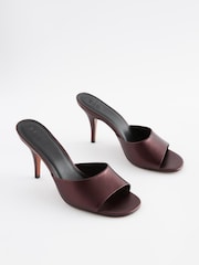 Berry Red Signature Leather Round Toe Heel Mule Sandals - Image 6 of 9