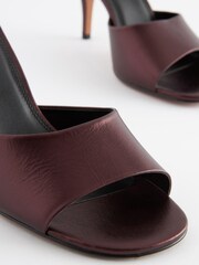 Berry Red Signature Leather Round Toe Heel Mule Sandals - Image 7 of 9
