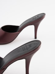 Berry Red Signature Leather Round Toe Heel Mule Sandals - Image 8 of 9