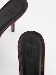 Berry Red Signature Leather Round Toe Heel Mule Sandals - Image 9 of 9