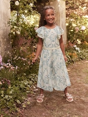 Laura Ashley Blue and White Wide Leg Jumpsuit - Image 1 of 9
