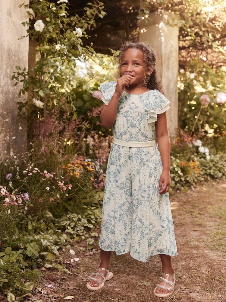 Laura Ashley Blue and White Wide Leg Jumpsuit - Image 2 of 9