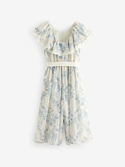 Laura Ashley Blue and White Wide Leg Jumpsuit - Image 5 of 9