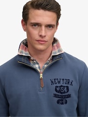 Superdry Blue Tonal Half Zip Sweatshirt - Image 4 of 5