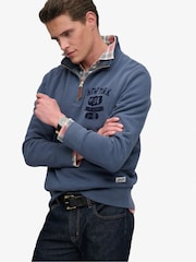 Superdry Blue Tonal Half Zip Sweatshirt - Image 5 of 5