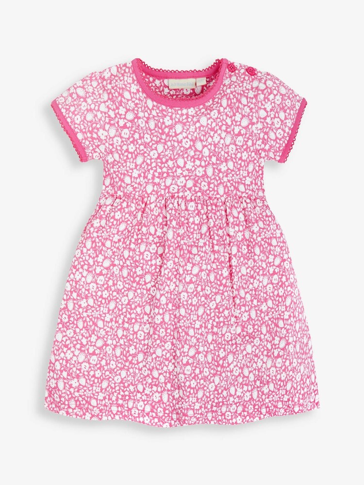 JoJo Maman Bébé Pink Strawberry Ditsy Print Summer Dress - Image 1 of 2