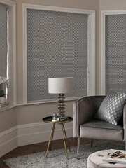Silver Grey Ready Made Woven Geometric Roman Blind - Image 1 of 5
