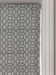 Silver Grey Ready Made Woven Geometric Roman Blind - Image 2 of 5