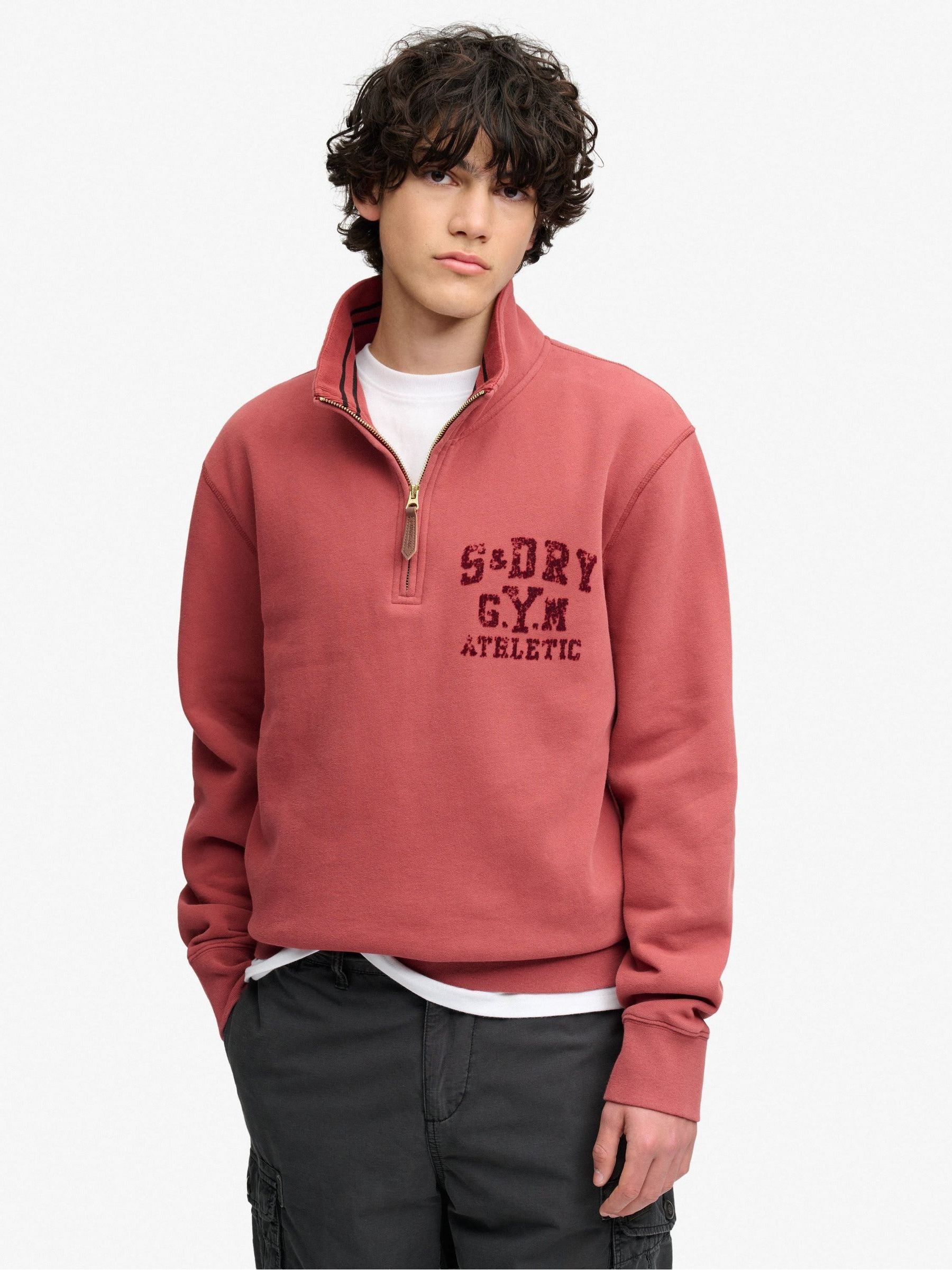 Superdry Marron Tone-On-Tone Half-Zip Sweatshirt - Image 2