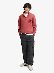 Superdry Brown Tonal Half Zip Sweatshirt - Image 3 of 4