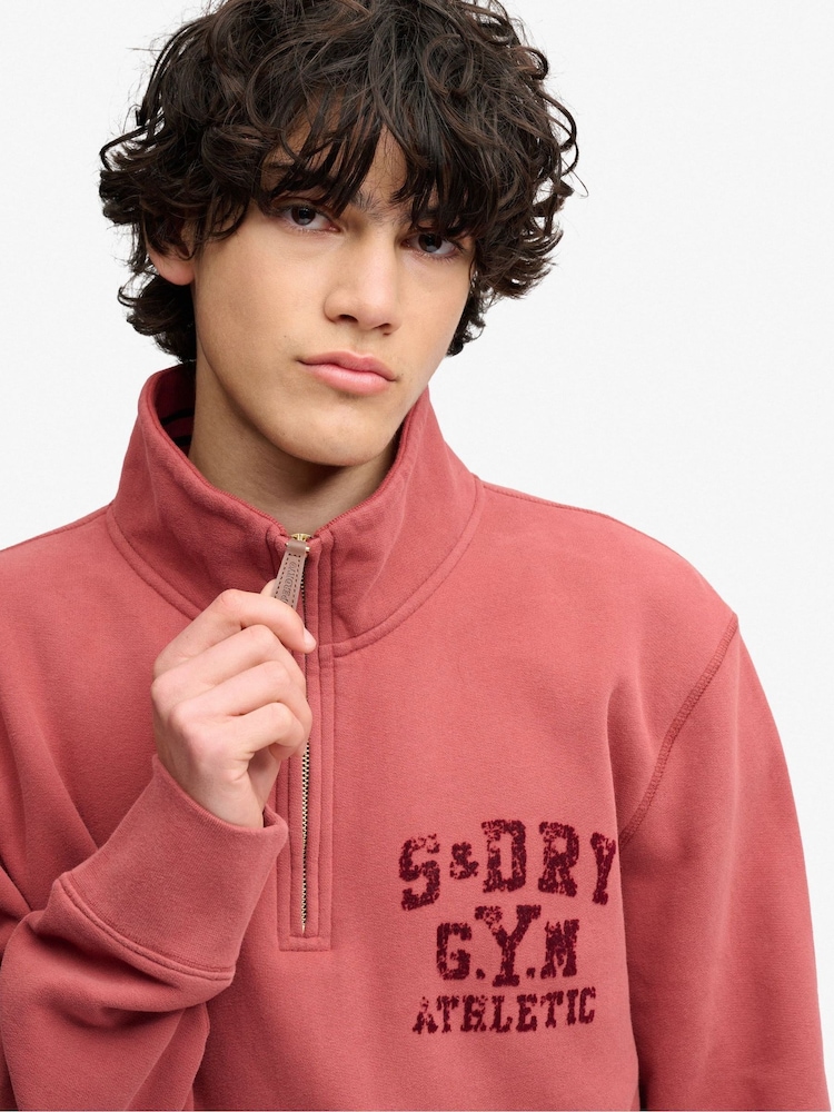 Superdry Brown Tonal Half Zip Sweatshirt - Image 4 of 4 Superdry Brown Tonal Half Zip Sweatshirt - Image 4 of 4