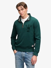 Superdry Green Tonal Half Zip Sweatshirt - Image 1 of 6