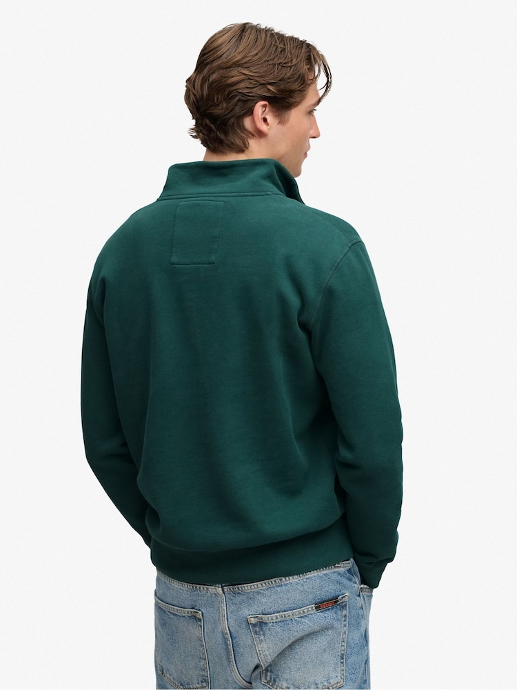 Superdry Green Tonal Half Zip Sweatshirt - Image 2 of 6 Superdry Green Tonal Half Zip Sweatshirt - Image 2 of 6