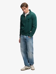 Superdry Green Tonal Half Zip Sweatshirt - Image 3 of 6