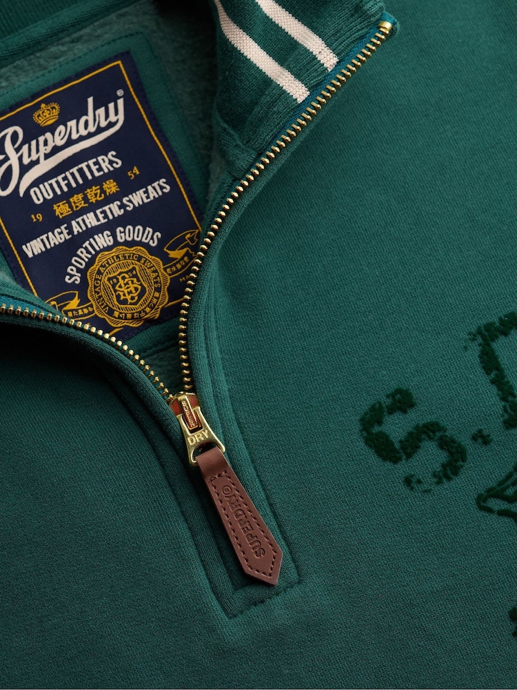 Superdry Green Tonal Half Zip Sweatshirt - Image 6 of 6 Superdry Green Tonal Half Zip Sweatshirt - Image 6 of 6