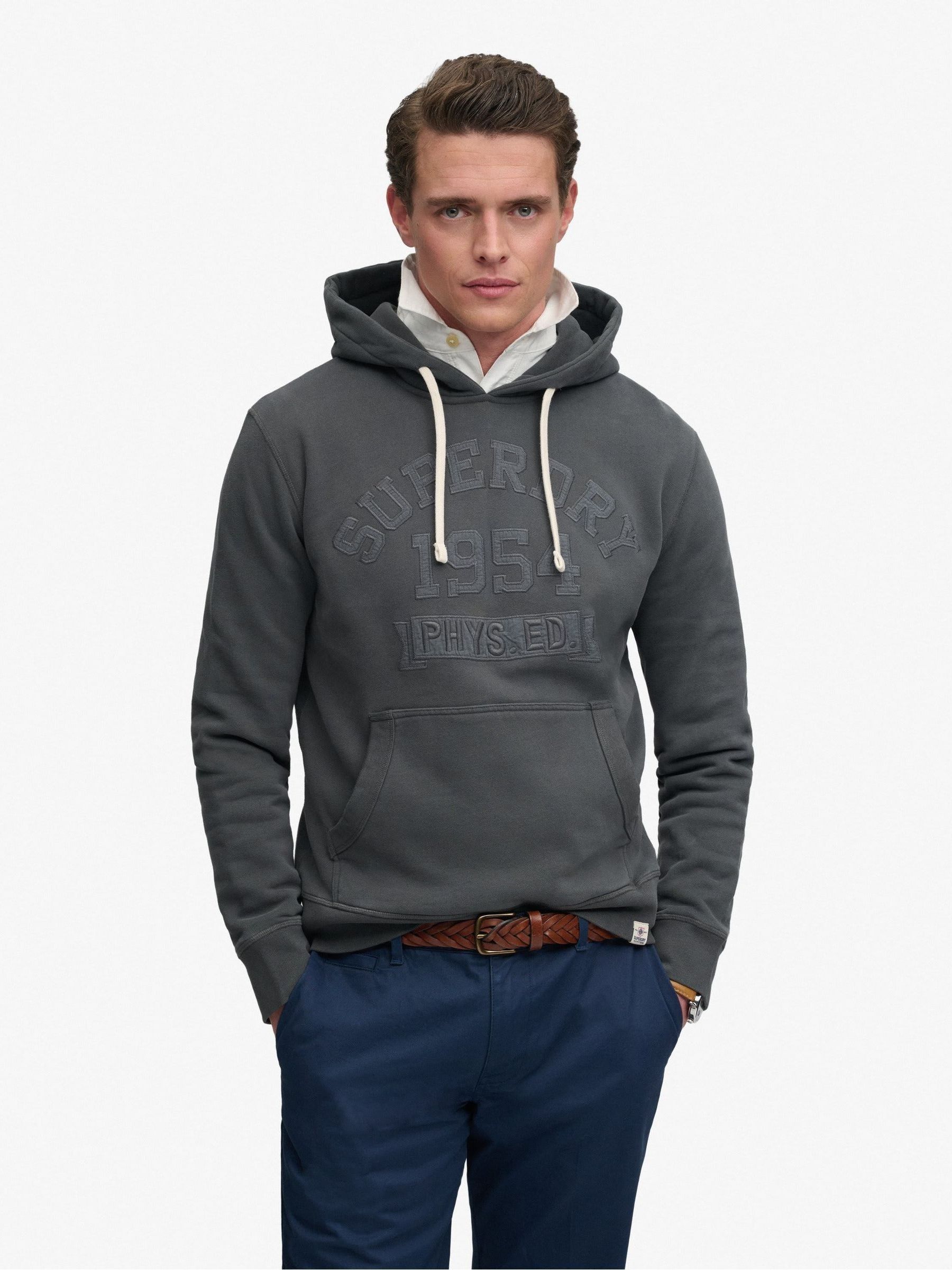 Superdry Men's Noir Hooded Sweatshirt Tonal Applique - Image 2