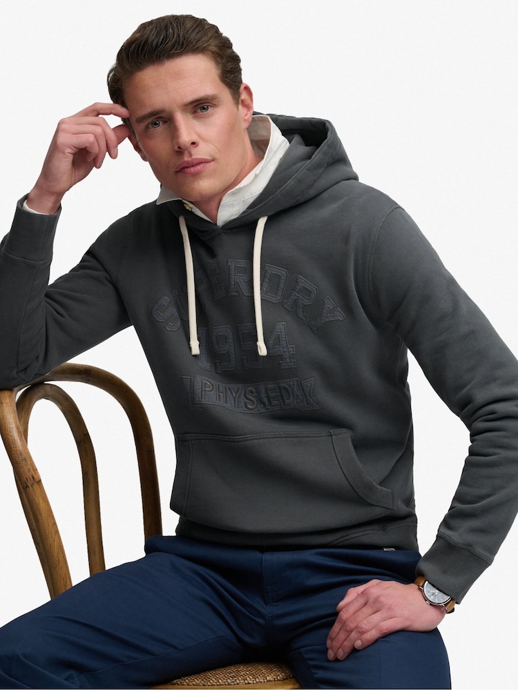 Superdry Grey Tonal Applique Hoodie - Image 5 of 5 Superdry Grey Tonal Applique Hoodie - Image 5 of 5