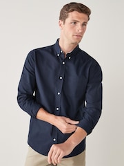 Navy Blue Regular Fit Long Sleeve Oxford Shirt - Image 1 of 4