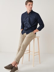 Navy Blue Regular Fit Long Sleeve Oxford Shirt - Image 3 of 4