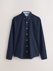 Navy Blue Regular Fit Long Sleeve Oxford Shirt - Image 5 of 7