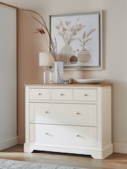 Chalk White Hampton Painted Oak Collection 5 Drawer Chest Of Drawers - Image 1 of 8