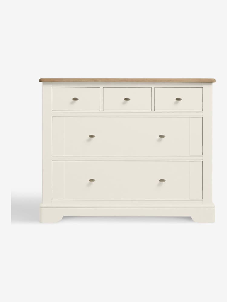 Chalk White Hampton Painted Oak Collection 5 Drawer Chest Of Drawers - Image 2 of 8