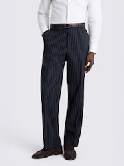MOSS Navy Blue Relaxed Fit Stripe Suit Trousers - Image 1 of 3