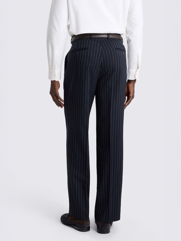 MOSS Navy Blue Relaxed Fit Stripe Suit Trousers - Image 2 of 3
