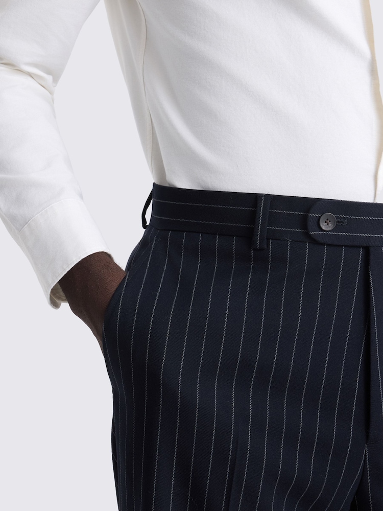 MOSS Navy Blue Relaxed Fit Stripe Suit Trousers - Image 3 of 3