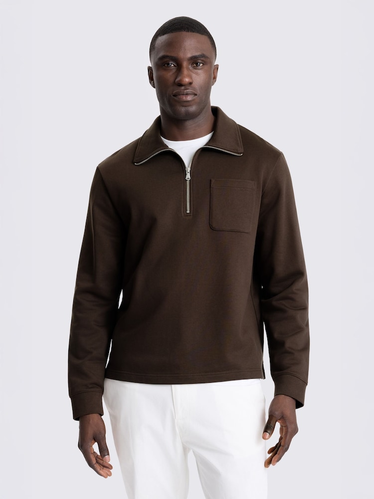 MOSS Brown Quarter Zip Sweatshirt - Image 1 of 3
