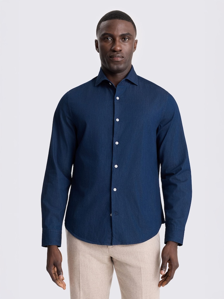 MOSS Dark Blue Denim Shirt - Image 1 of 3