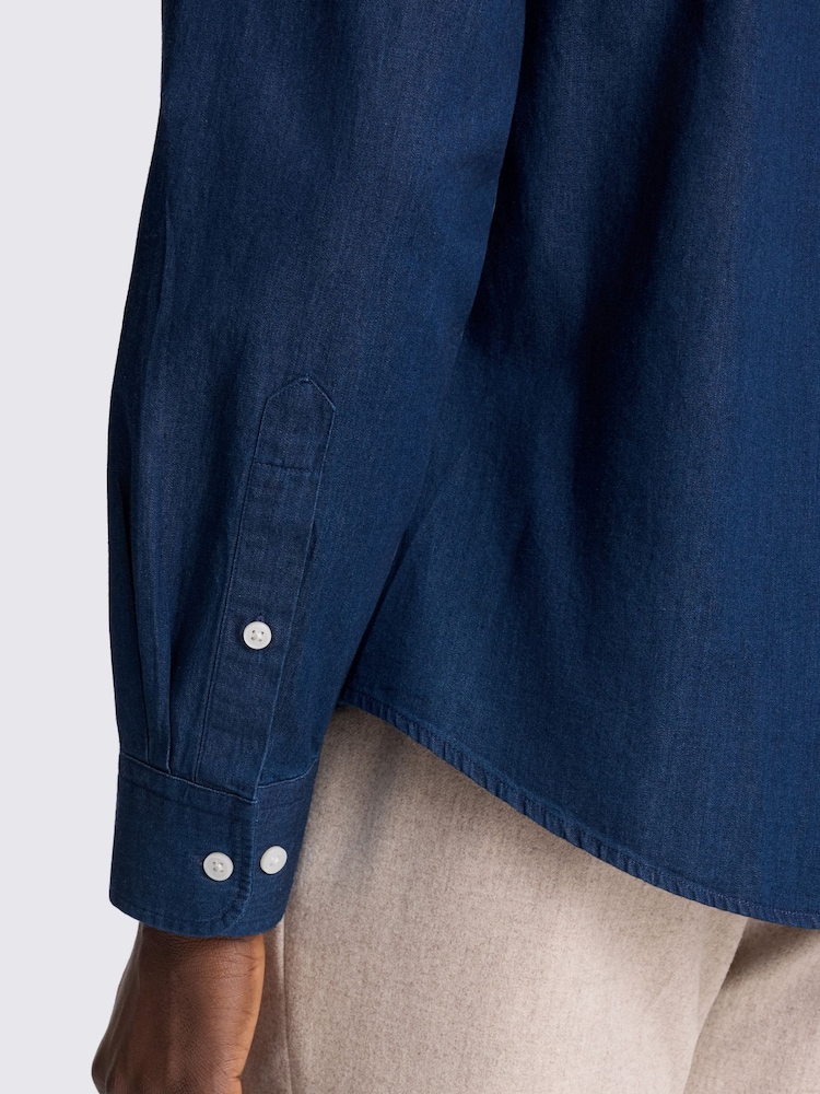 MOSS Dark Blue Denim Shirt - Image 2 of 3